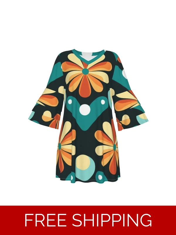 Motiff Stacked Ruffle Sleeve Dress